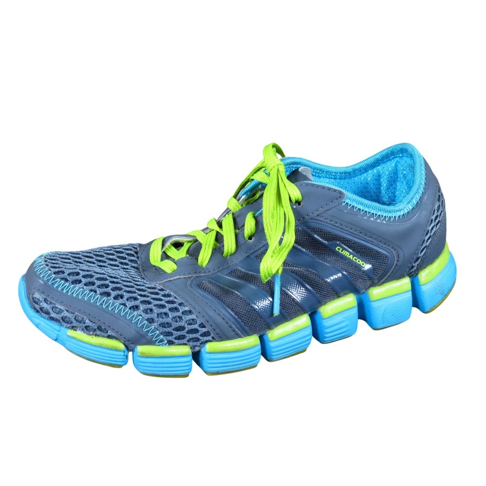 Adidas Climacool Womens Running Shoes Size 6 Athletic Gym Gray Blue‎ Lime Green